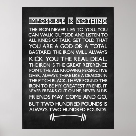 Niets is onmogelijk Gym Motivatie Chalkboard Poster (Voorkant)
