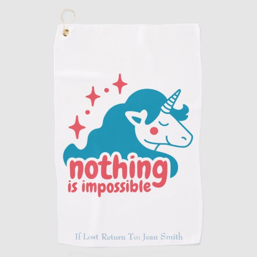 Niets is onmogelijk Unicorn Golfhanddoek (Voorkant)
