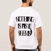 Niets is zoals het lijkt typografie Moon Design T-shirt (Achterkant)