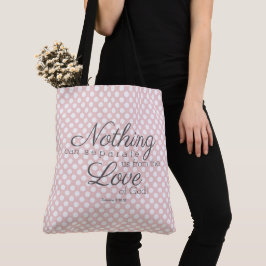Niets kan ons scheiden.... roze witte polka-stippe tote bag