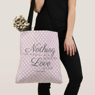 Niets kan ons scheiden.... roze witte polka-stippe tote bag