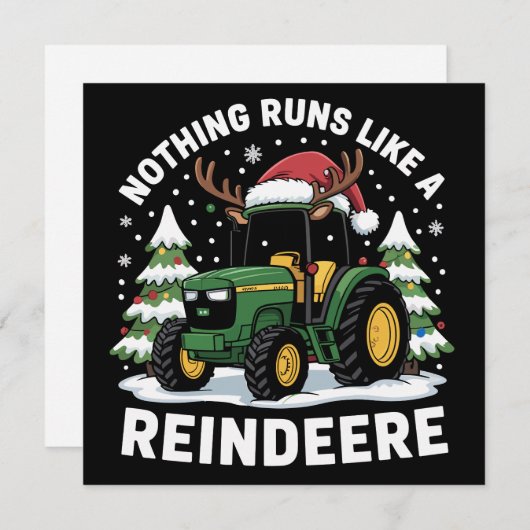 Niets loopt als een Reindeere Kerst Tractor Feestdagenkaart (Voorkant / Achterkant)