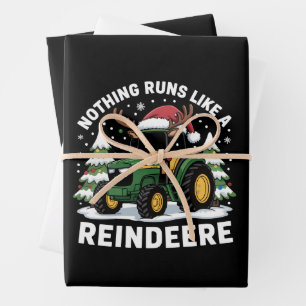 Niets loopt als een rendier Kerst Tractor  Inpakpapier Vel