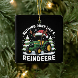 Niets loopt als een rendier Kerst Tractor  Keramisch Ornament