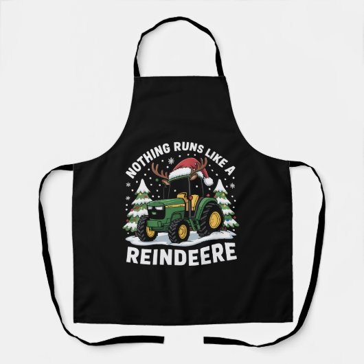 Niets loopt als een rendier Kerst Tractor Schort (Voorkant)