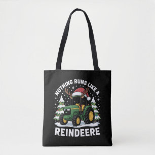 Niets loopt als een rendier Kerst Tractor Tote Bag