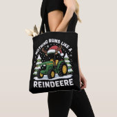 Niets loopt als een rendier Kerst Tractor Tote Bag (Dichtbij)