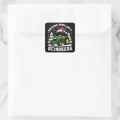 Niets loopt als een rendier Kerst Tractor Vierkante Sticker (Tas)
