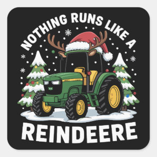 Niets loopt als een rendier Kerst Tractor  Vierkante Sticker