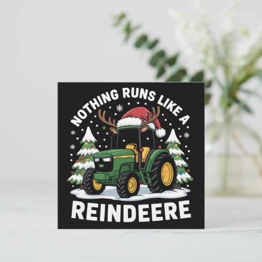 Niets loopt als een rendier Kersttractor  Feestdagenkaart (Staand voorkant)
