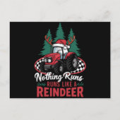 Niets loopt als een rendier kersttractor feestdagenkaart (Voorkant)