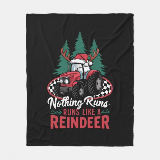 Niets loopt als een rendier kersttractor fleece deken (Voorkant)
