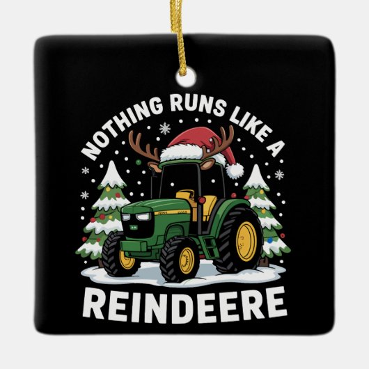 Niets loopt als een rendierere kersttractor keramisch ornament (Voorkant)