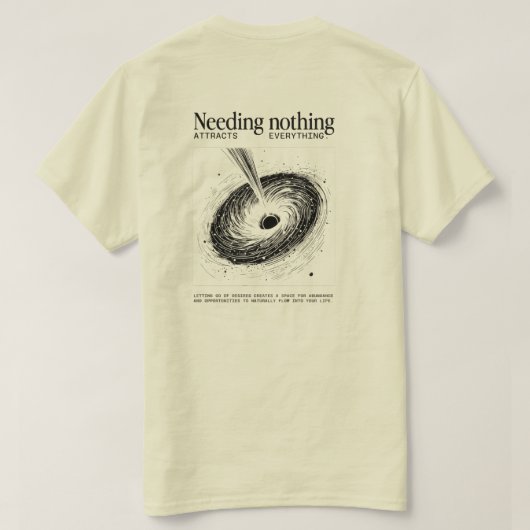 "Niets Nodig" – Minimalistische Vortex T-shirt (Design achterkant)