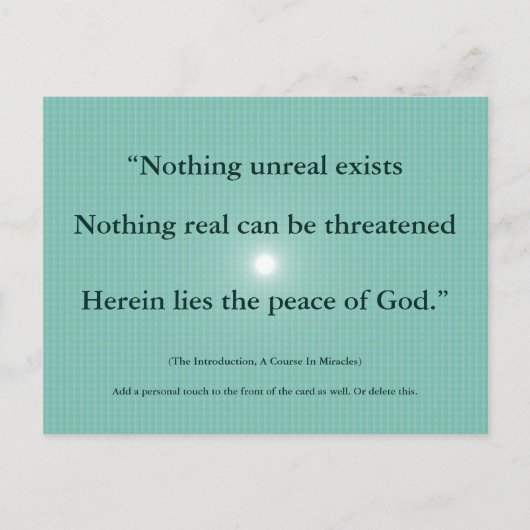 Niets onwerkelijk bestaat Non duality ACIM Kaart (Voorkant)