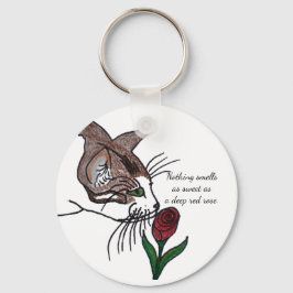 Niets ruikt zo zoet als een dieprode roos sleutelhanger