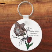 Niets ruikt zo zoet als een dieprode roos sleutelhanger (Voorkant)