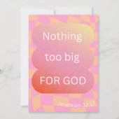 Niets te groot voor Gods Briefkaart/ Kaart/ Geloof Feestdagenkaart (Voorkant)