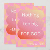 Niets te groot voor Gods Briefkaart/ Kaart/ Geloof Feestdagenkaart (Voorkant / Achterkant)