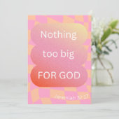 Niets te groot voor Gods Briefkaart/ Kaart/ Geloof Feestdagenkaart (Staand voorkant)