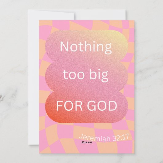 Niets te groot voor Gods Briefkaart/ Kaart/ Geloof Feestdagenkaart (Achterkant)