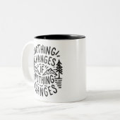 Niets verandert als niets verandert tweekleurige koffiemok (Voorkant links)