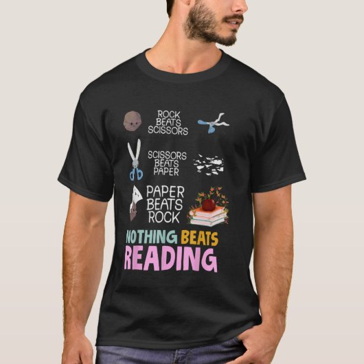 Niets verslaat het lezen van grappige Steen Papier T-shirt (Voorkant)