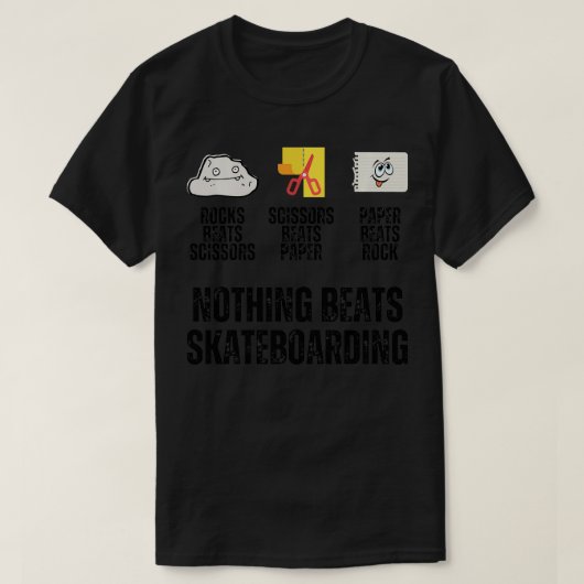 Niets verslaat Skateboarden Rock Paper Scissors Fu T-shirt (Design voorkant)
