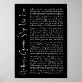 Niets zal ons nu tegenhouden, zwart Script Song Poster (Voorkant)