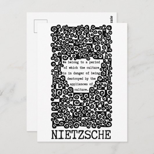 Nietzsche citeert Nietzsche dat CULTUUR in gevaar Briefkaart (Voorkant / Achterkant)