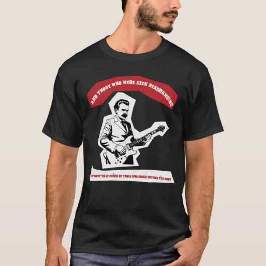Nietzsche Gitaar Headbanging Quote T-shirt (Voorkant)