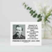 Nietzsche Insanity Rare in Individual Quote Briefkaart (Staand voorkant)