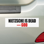 Nietzsche is dood bumpersticker (Op auto)