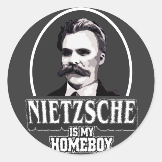 Nietzsche is mijn Homeboy Ronde Sticker (Voorkant)