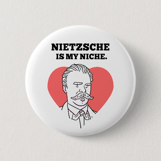 Nietzsche is mijn niche filosofie woordspeling But Ronde Button 5,7 Cm (Voorkant)