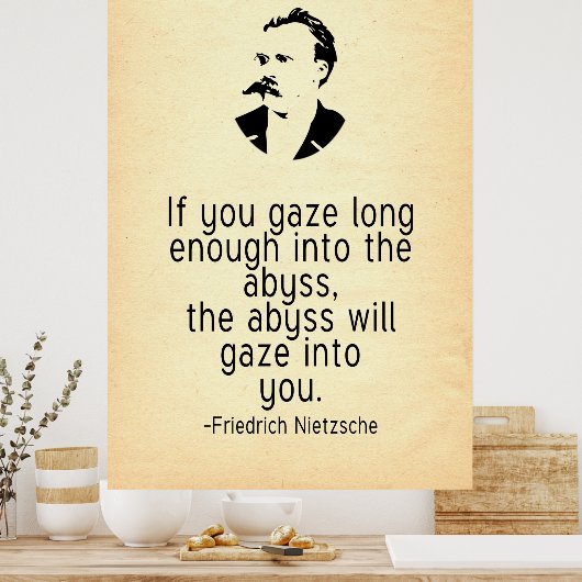 Nietzsche Quote als je in de afgrond staat Poster (Keuken)