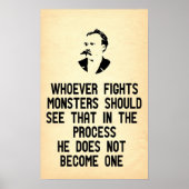 Nietzsche Quote die strijdt tegen monsters Poster (Voorkant)