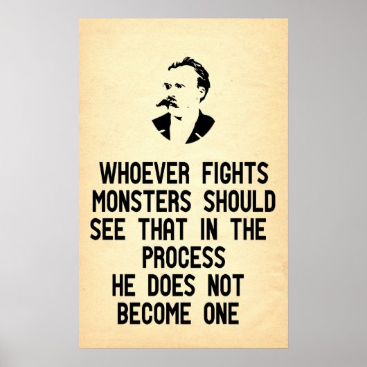 Nietzsche Quote die strijdt tegen monsters Poster (Voorkant)
