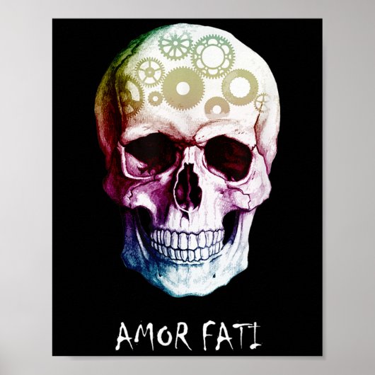 Nietzsche Stoic Quote Skull Amor Fati Poster (Voorkant)