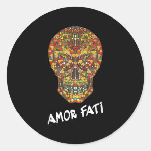 Nietzsche Stoïcijnse citaat filosoof Sugar Skull A Ronde Sticker