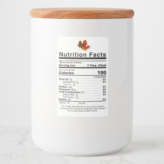 NIEUW 2020 esdoornstroopblad Voorberekende Voeding Voedselcontainer Etiket (Voorkant)