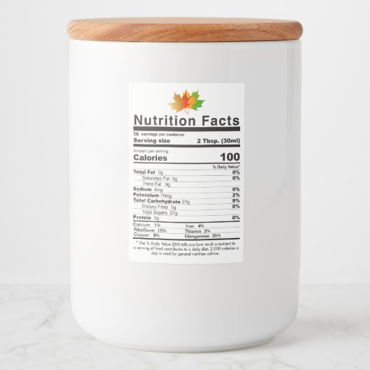 NIEUW 2021 Esdoornstroopblad Voorberekende Voeding Voedselcontainer Etiket (Voorkant)