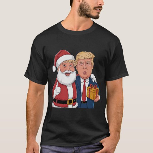 NIEUW 2024 Kerstmis - Trump en de kerstman vieren  T-shirt (Voorkant)