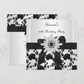 NIEUW 40e verjaardag Black White Flower Diamond Kaart (Voorkant / Achterkant)