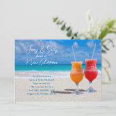 Nieuw adres aankondiging strand koppels (Staand voorkant)