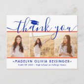 Nieuw Adres Afstuderen Dank u Oranje en Blauw Briefkaart (Voorkant)