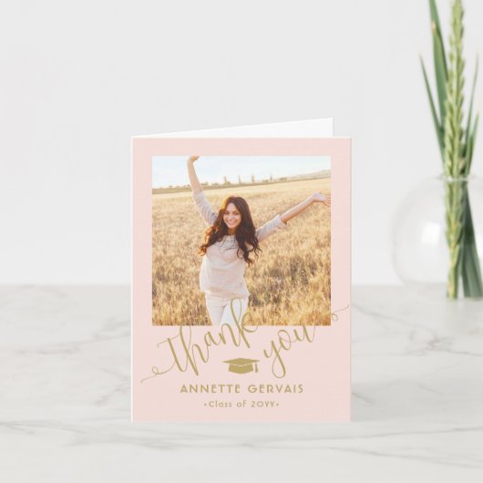 Nieuw Adres & Afstuderen Foto Blush Pink & Gold Bedankkaart (Voorkant)