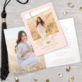 Nieuw Adres & Afstuderen Foto Blush Pink & Gold Bedankkaart