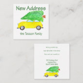 Nieuw adres auto en kerstboom informatiekaartje (Voorkant / Achterkant)