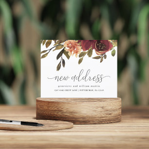 Nieuw Adres Autumn Bouquet Verandering van Adres Aankondigingskaart